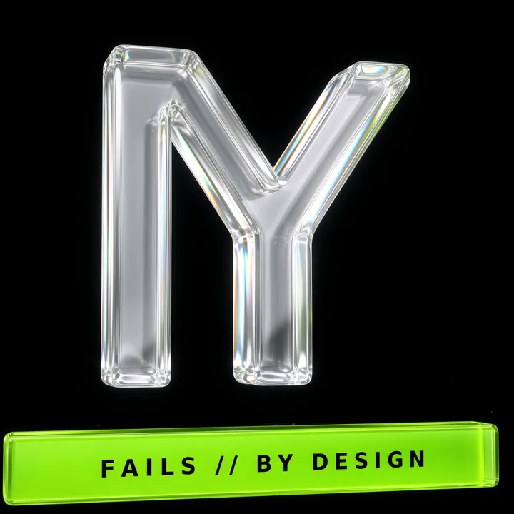 The IY monogram standing after its frame has shattered.